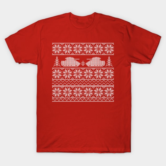 Ugly Christmas Sweatert with a M4 Sherman tank T-Shirt by FAawRay